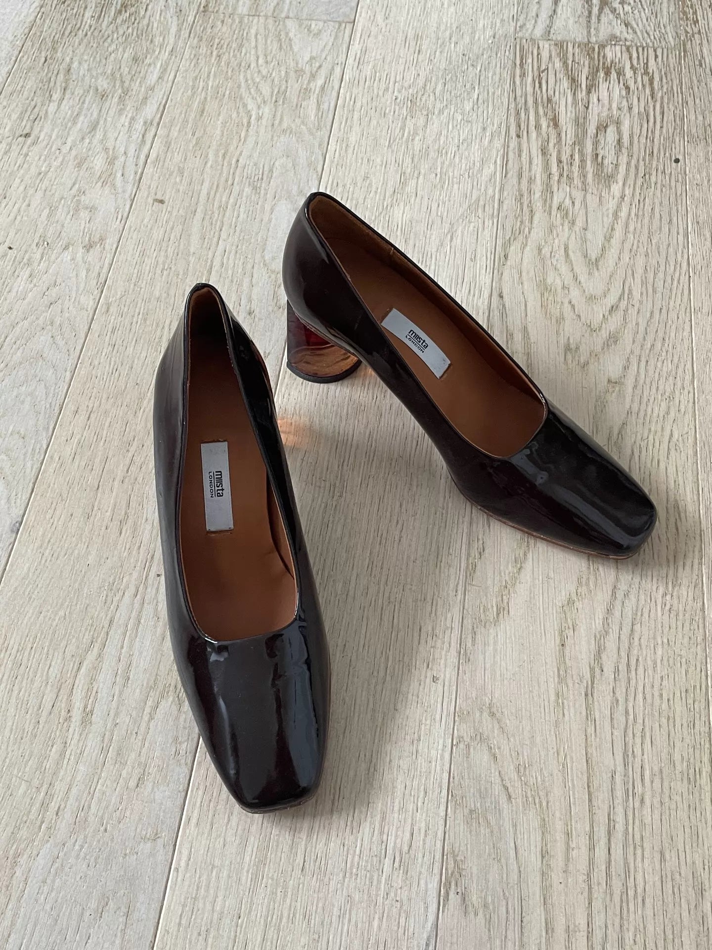 Miista Patent Square-Toe Clear-Heel Shoes — product detail 2