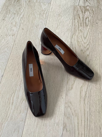Miista Patent Square-Toe Clear-Heel Shoes — product detail 2