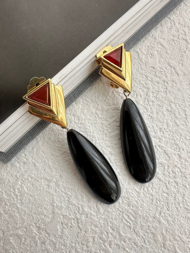 Jean Louis Scherrer — Red — Clip Earrings
