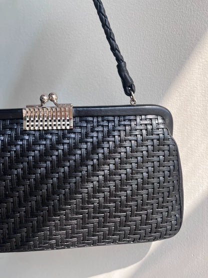 Japanese Showa-Era Vintage Woven Leather Handbag — original seller image 2