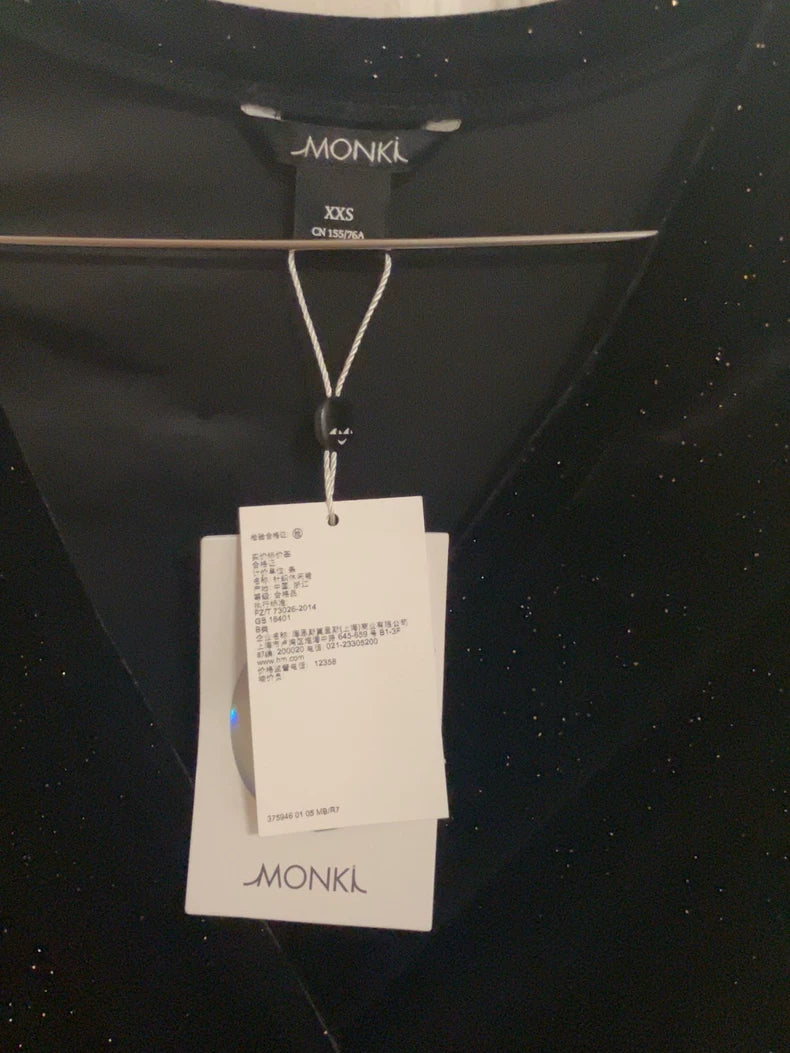 MONKI Black Velvet V-Neck Mini Dress