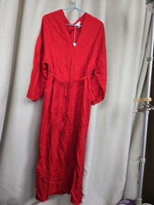 ARKET Red Silk-Blend Belted Dress