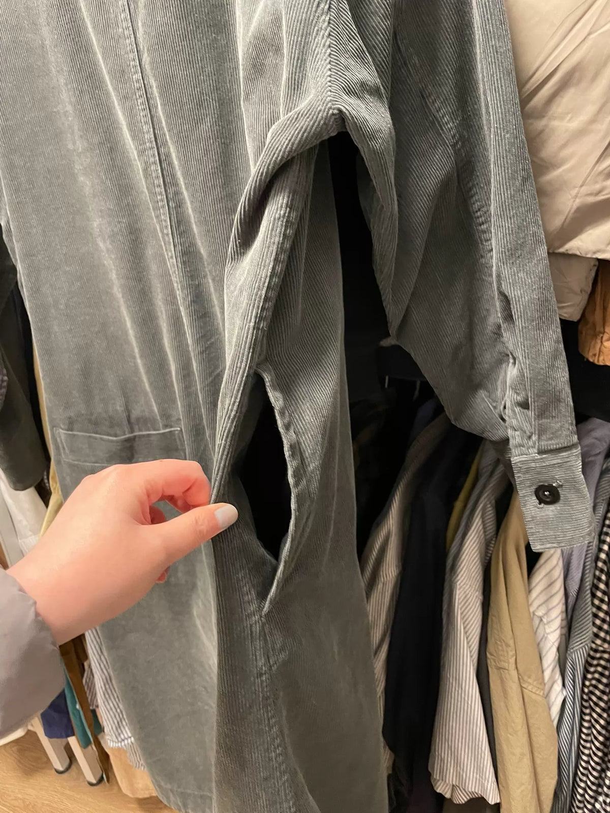 MHL Grey Cotton Corduroy Shirt Dress – photograph 5