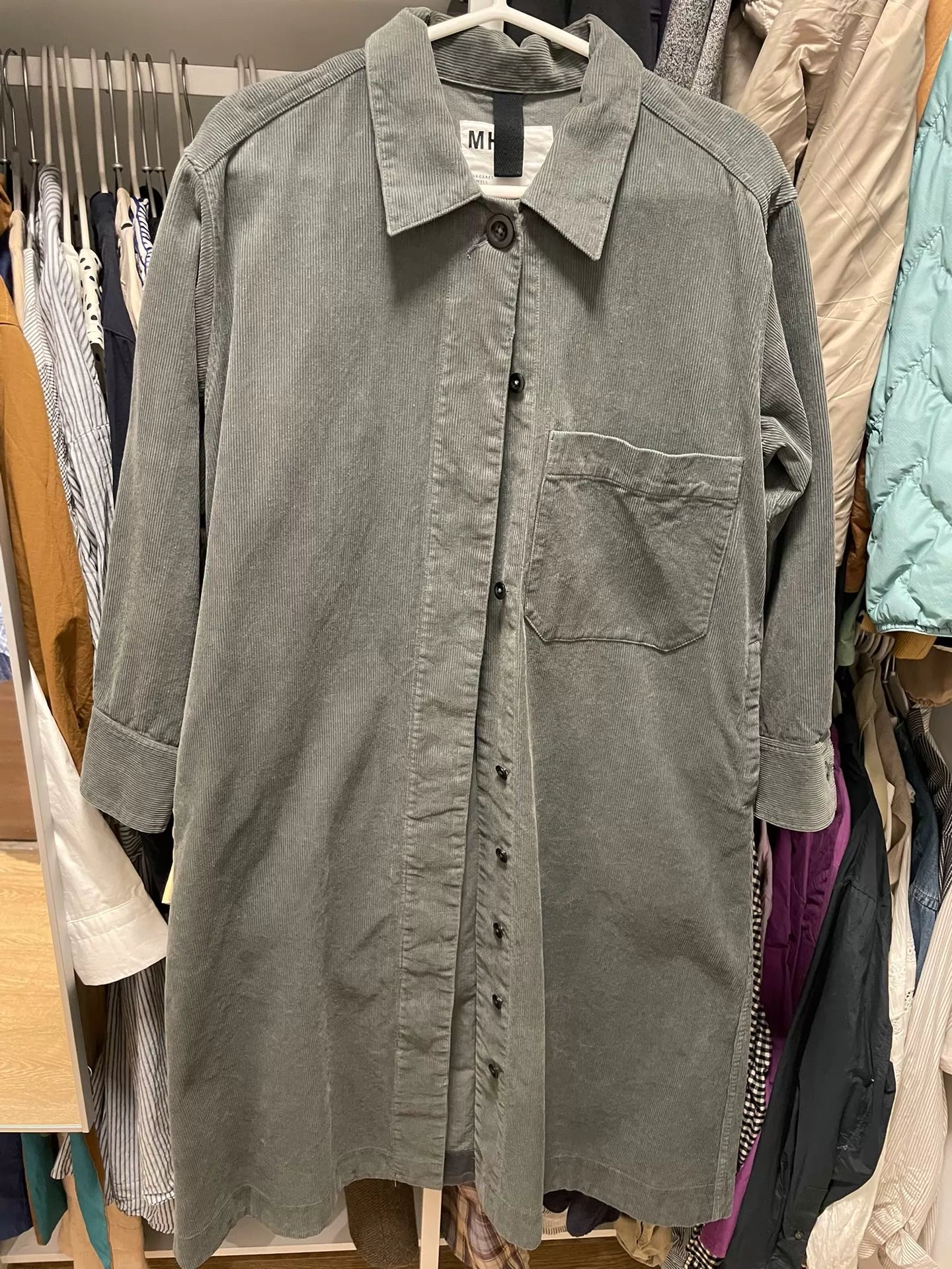 MHL Grey Cotton Corduroy Shirt Dress – photograph 2