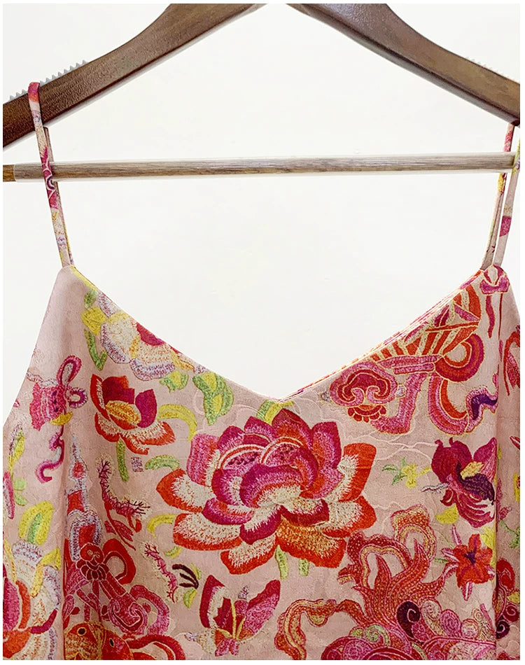 Yimengdu Floral Brocade-Effect Camisole Top — product detail 9