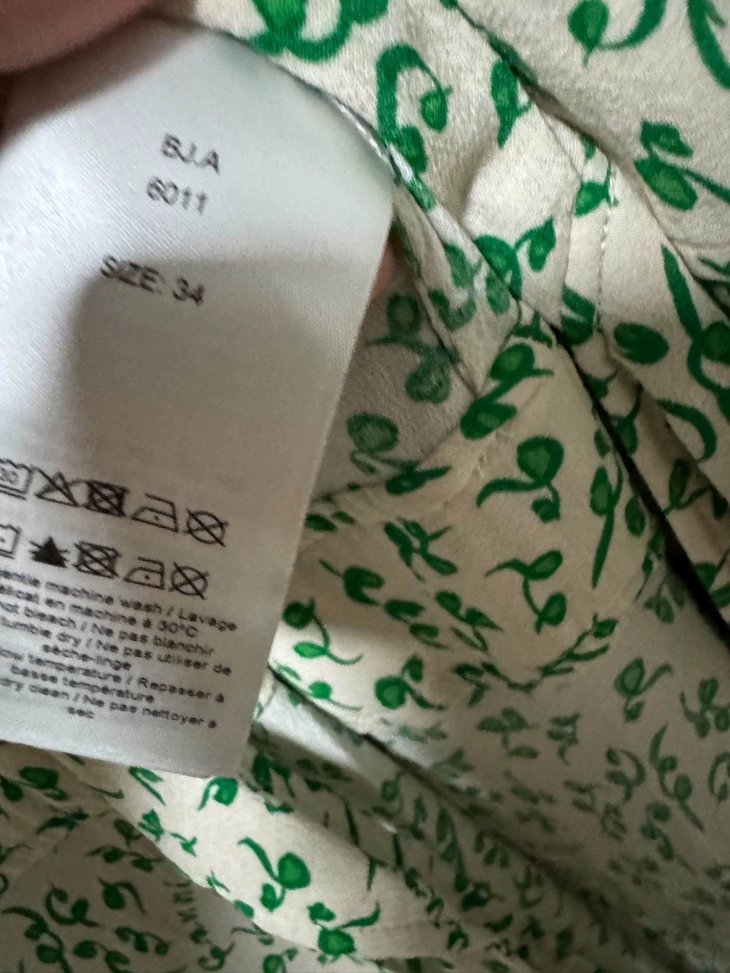 GANNI Green Floral Long-Sleeve Wrap Dress – photograph 4