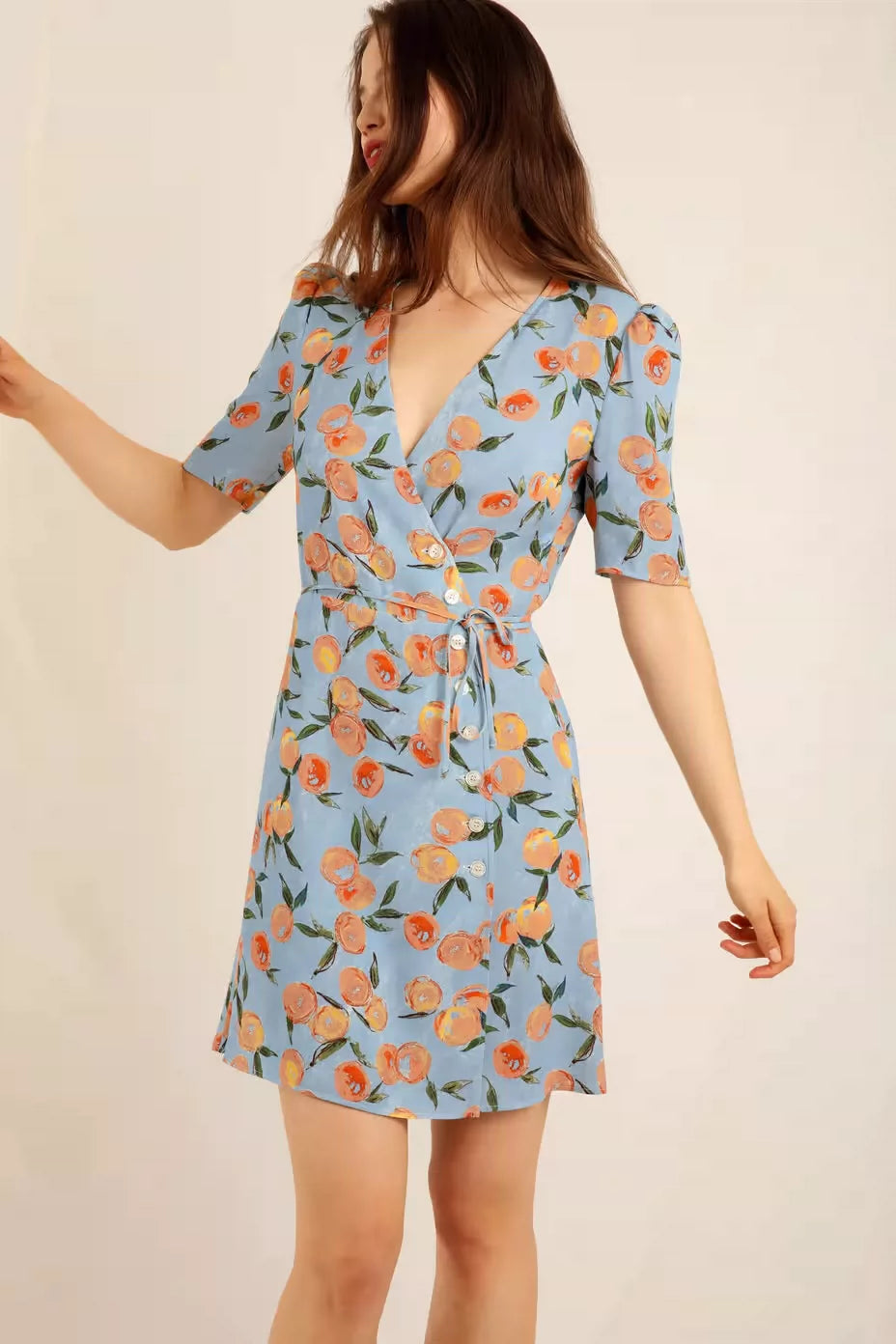 Rouje Gabinette Blue Floral Mini Dress — front view