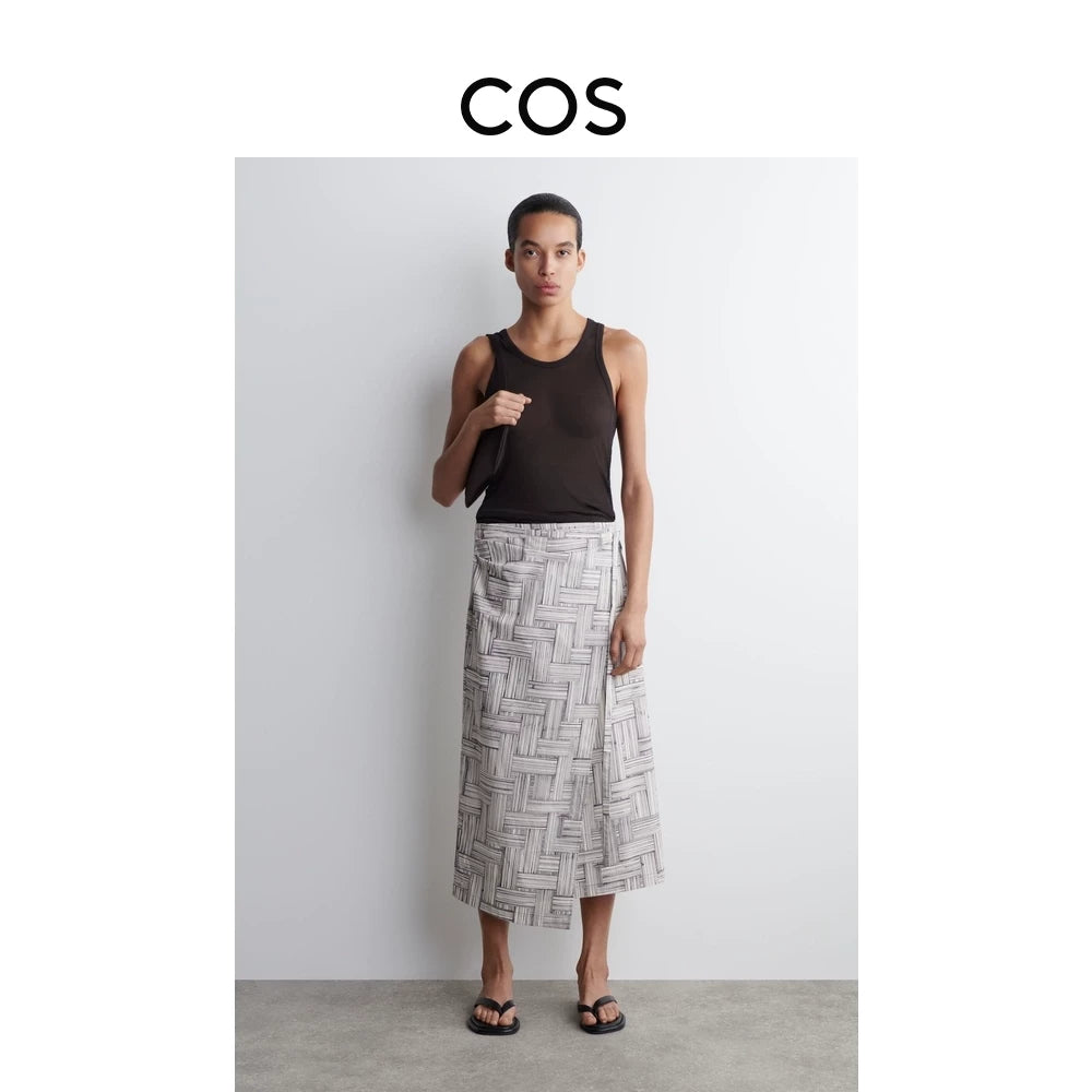 COS Geometric Print Wrap Skirt — front view