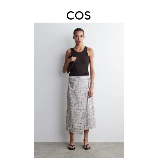 COS Geometric Print Wrap Skirt — front view