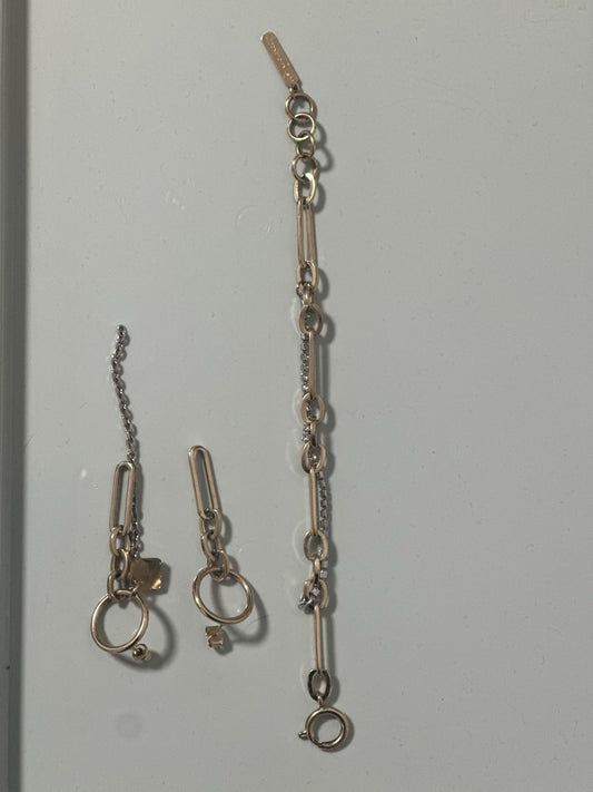 Justine Clenquet Bracelet and Asymmetric Earrings Set — front view