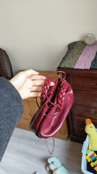 HEREU Burgundy Woven-Handle Bag — product detail 6