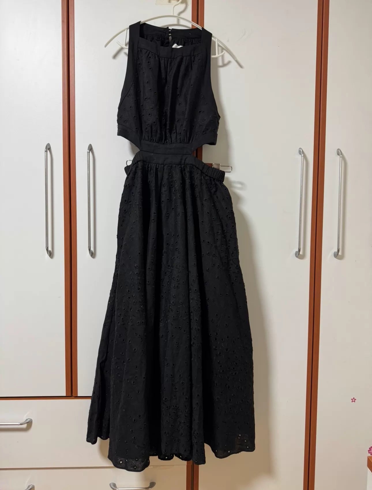 Acler black embroidered jumpsuit — back view