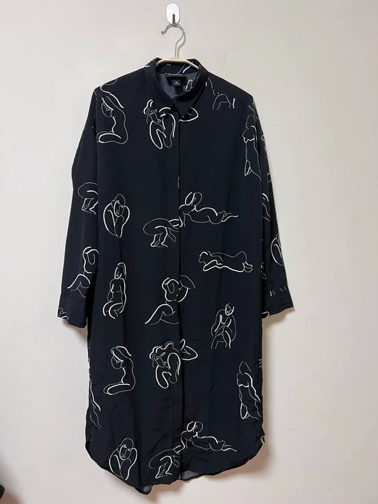 MONKI Black Line-Art Long Shirt