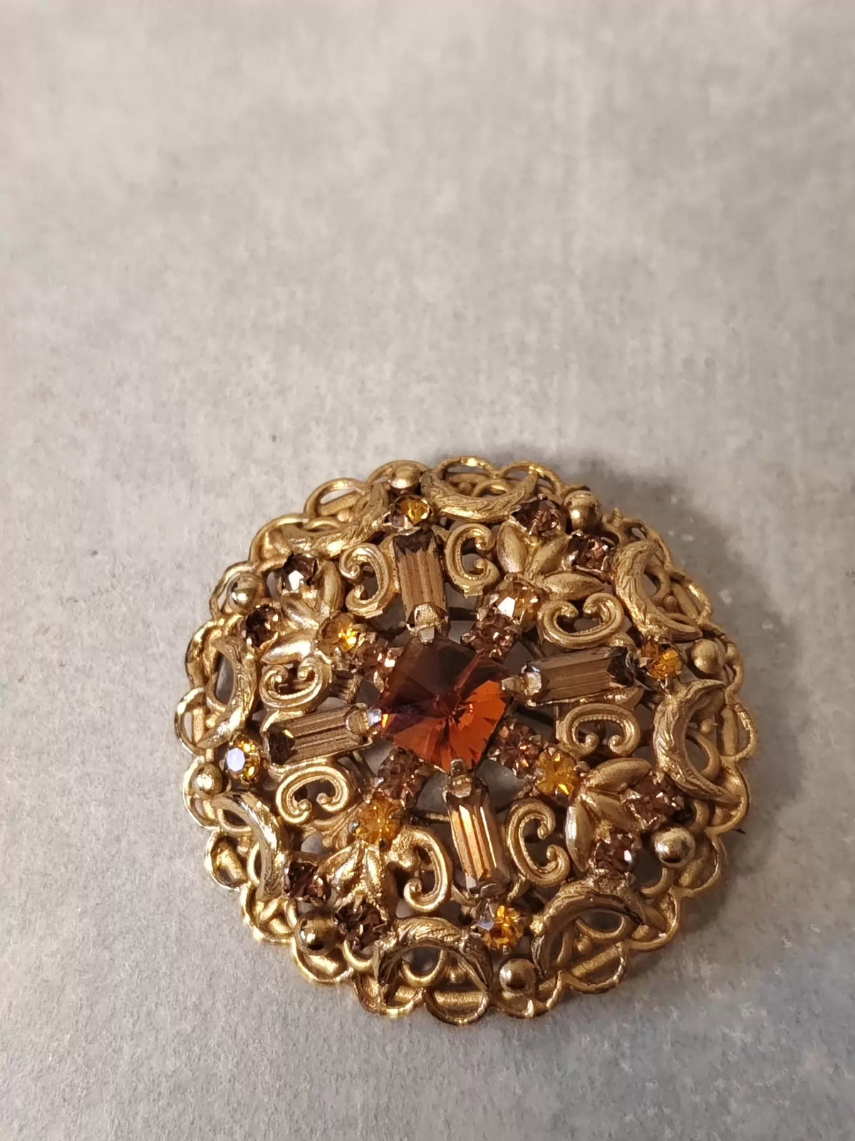 Antique Czech Multicolour Rhinestone Brooch — original seller image 3