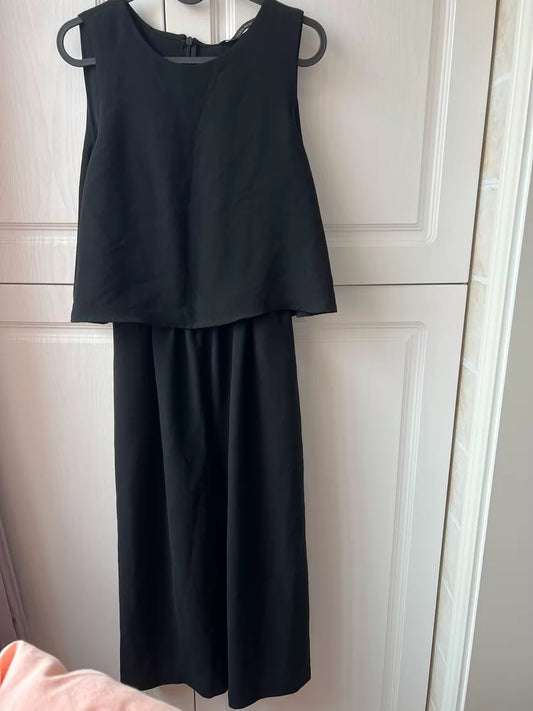 ZARA Black Layered Wide-Leg Jumpsuit