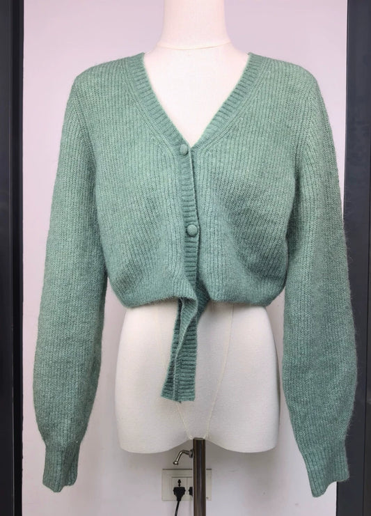 & Other Stories Sage Tie-Hem Cardigan