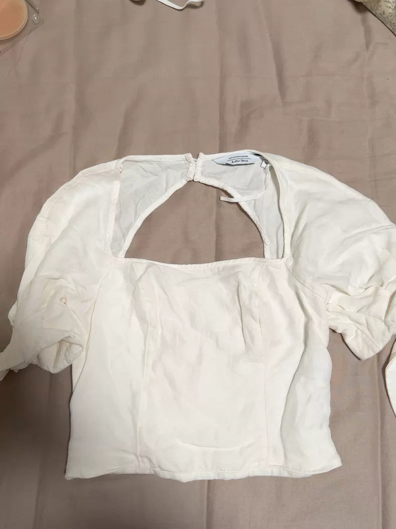 & Other Stories Cream Puff-Sleeve Top