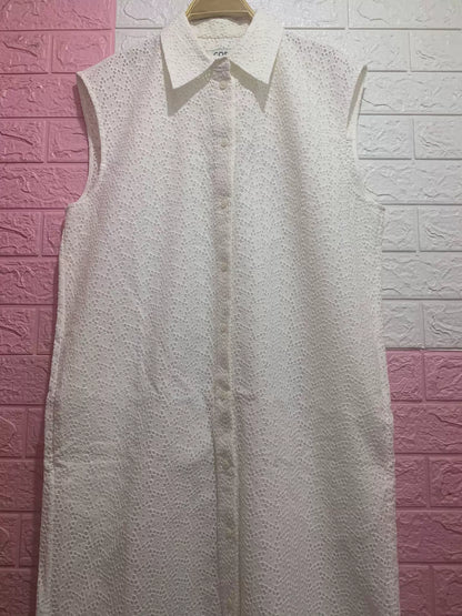 COS White Broderie Shirt Dress — front view