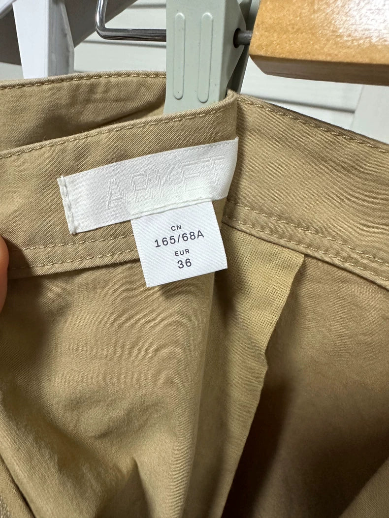 ARKET Khaki Cotton A-Line Skirt