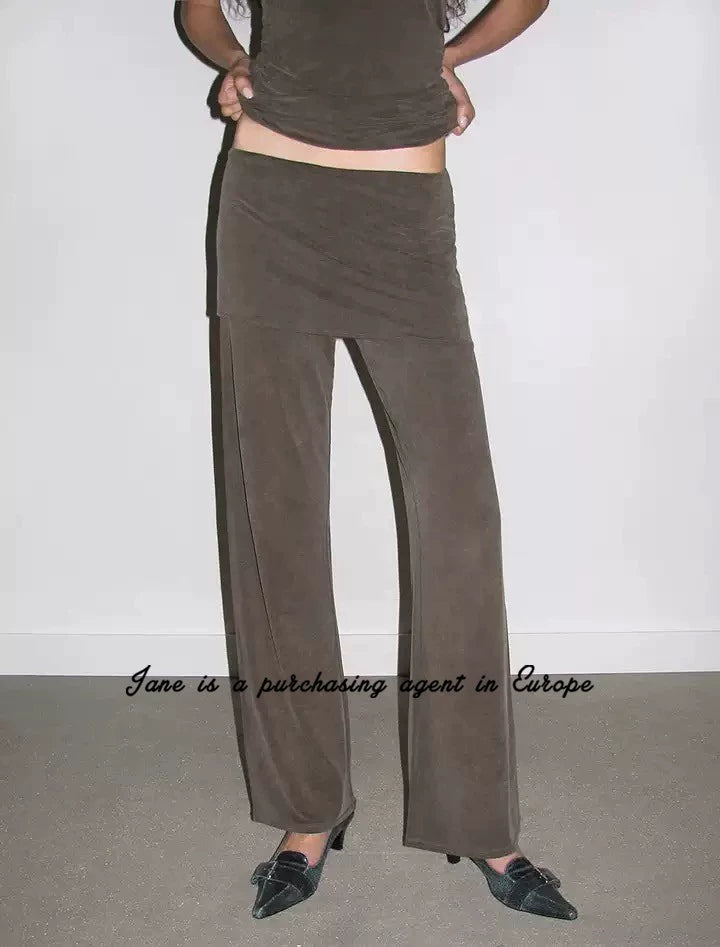 Paloma Wool Brown Stretch Skort — front view