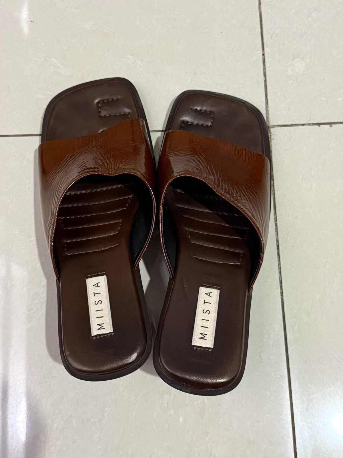 Miista Brown Patent Block-Heel Sandals — product detail 3