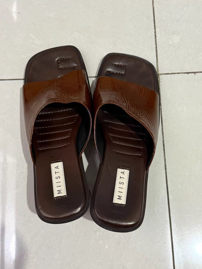 Miista Brown Patent Block-Heel Sandals — product detail 3