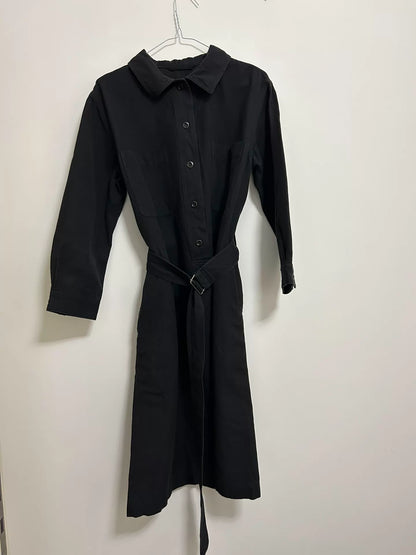 MHL Black Cotton-Wool Belted Shirt Dress – photograph 1