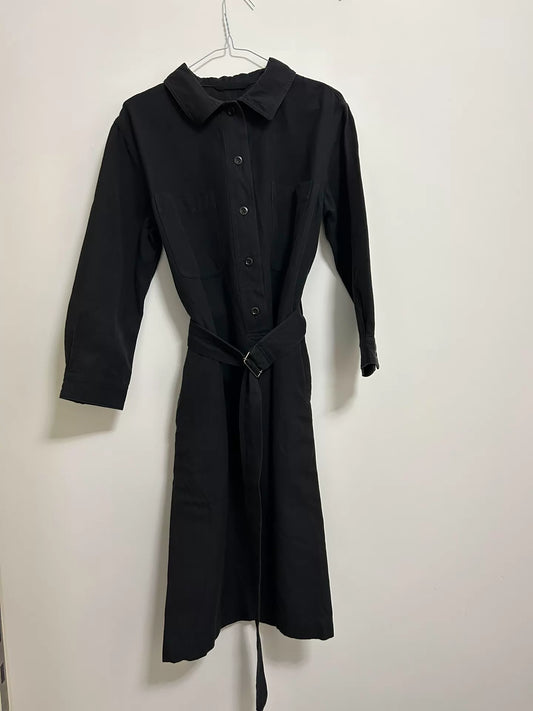 MHL Black Cotton-Wool Belted Shirt Dress – photograph 1