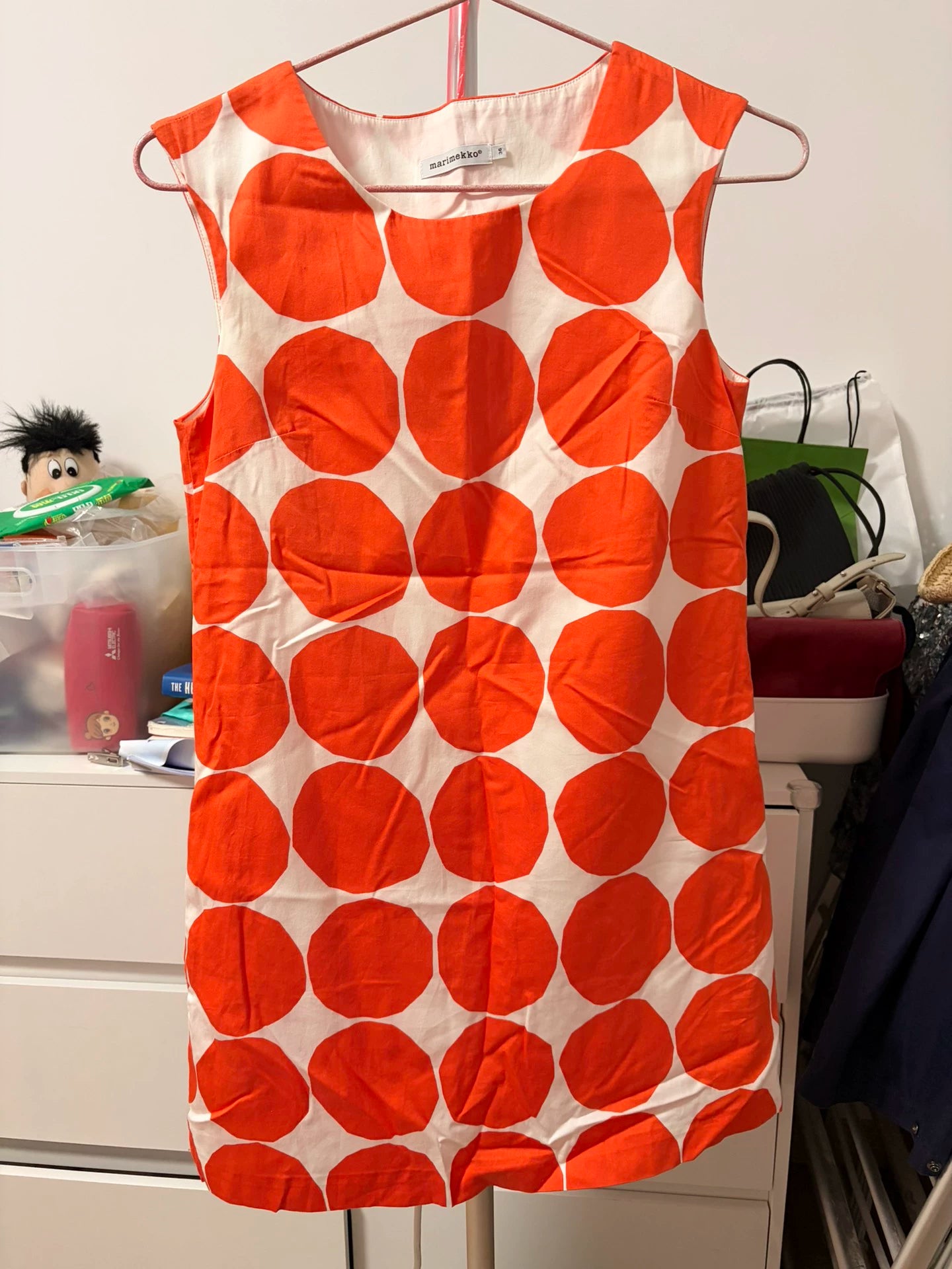 Marimekko Orange-and-White Dot Sleeveless Dress – photograph 1