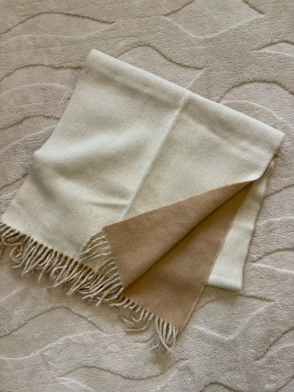 ARKET Reversible Cream and Khaki Wool Scarf