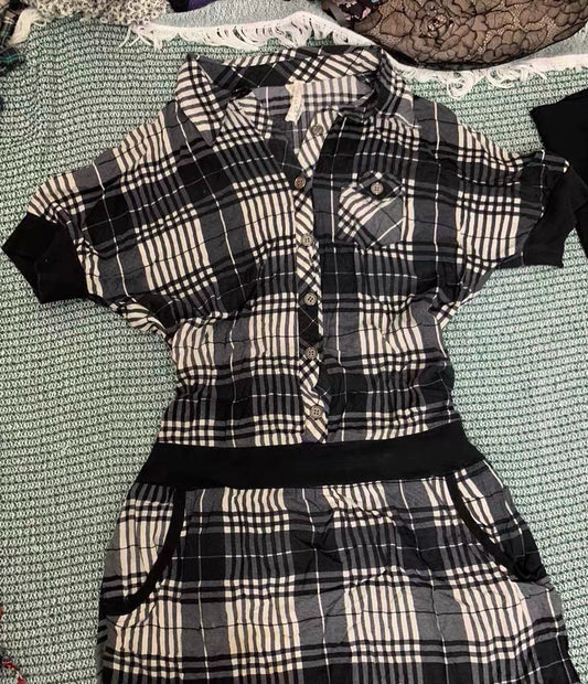 Forest lace plaid dress