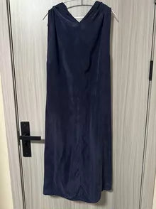 ARKET Navy Cupro V-Neck Dress