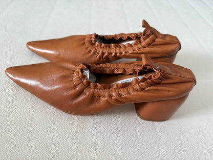 Miista Tina Ruched Lambskin Block-Heel Shoes — product detail 7