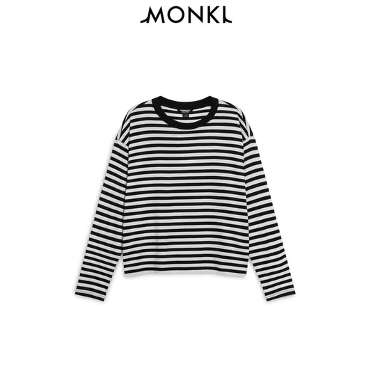 MONKI Black and White Striped Cotton Top