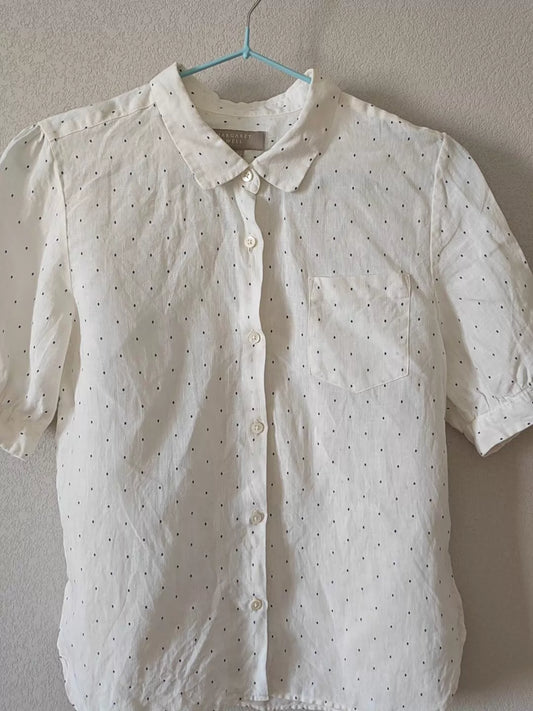Margaret Howell Off-White Polka-Dot Linen Shirt — front view