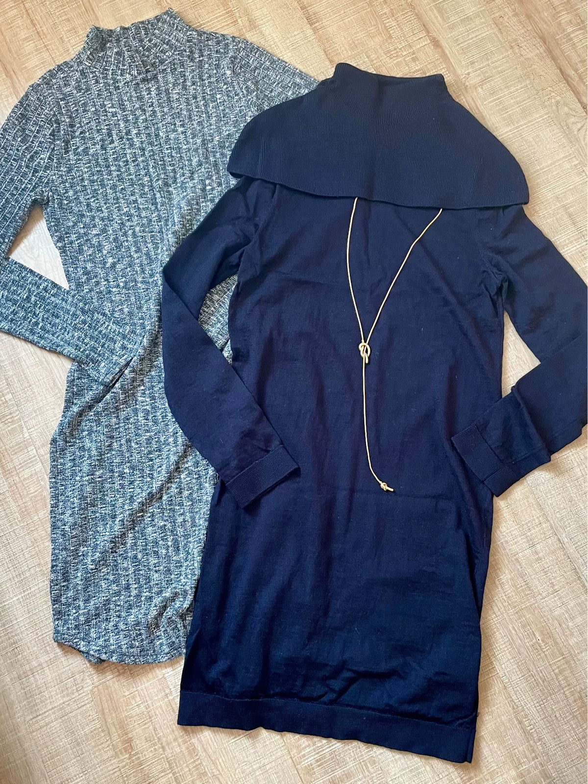 COS Navy Wide-Collar Wool Dress — front view