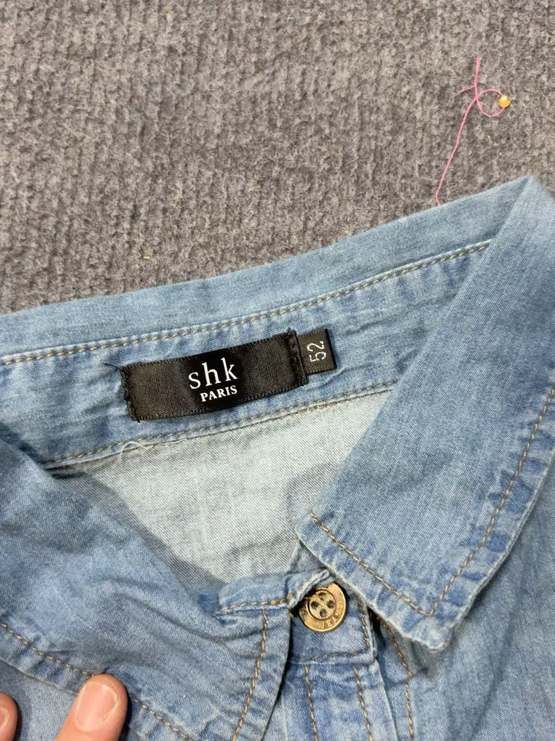 Embroidered denim shirt dress