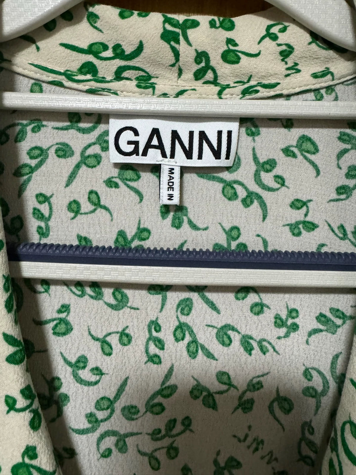 GANNI Green Floral Long-Sleeve Wrap Dress – photograph 3