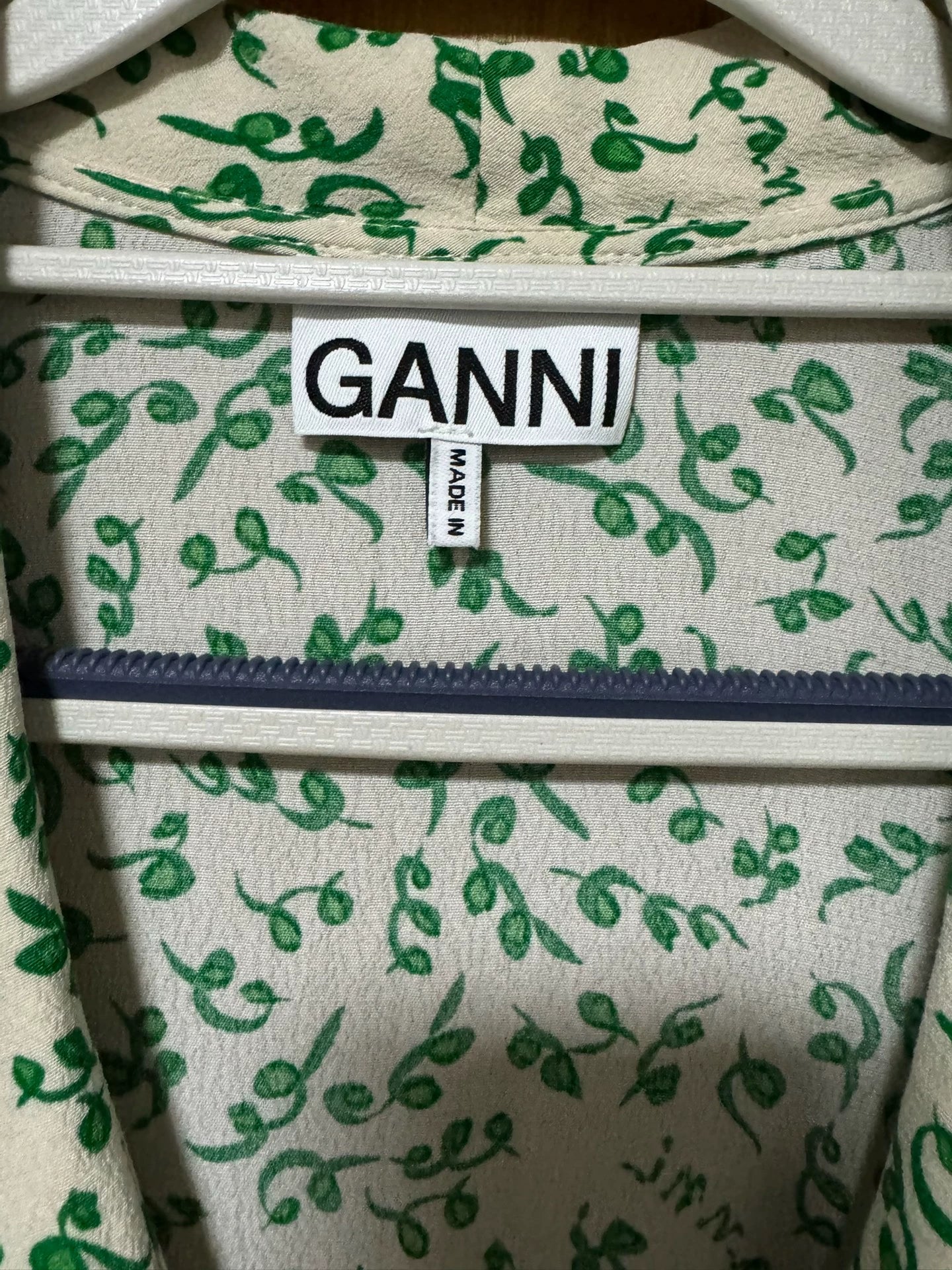 GANNI Green Floral Long-Sleeve Wrap Dress – photograph 3