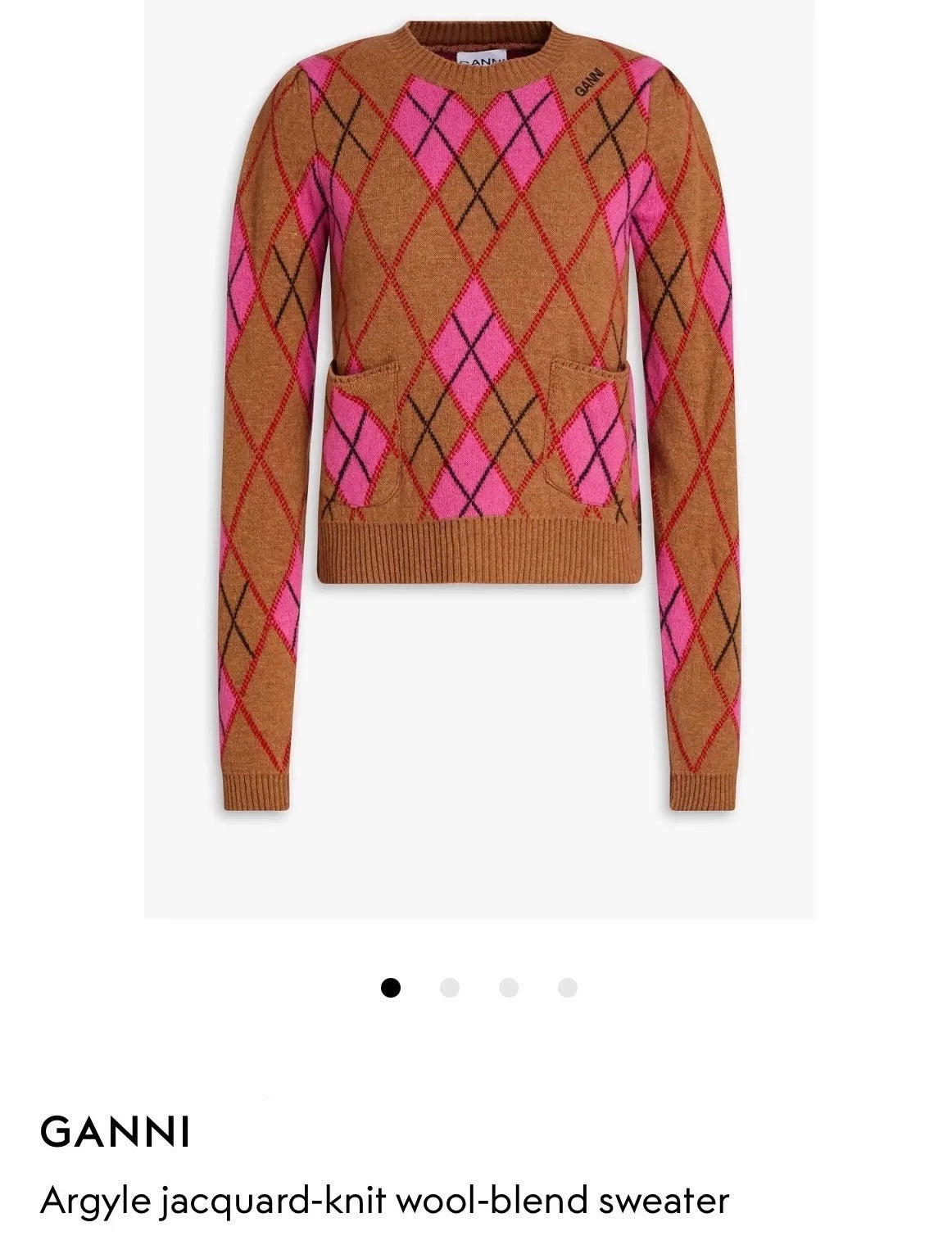 GANNI Pink-Brown Argyle Sweater — product detail 7