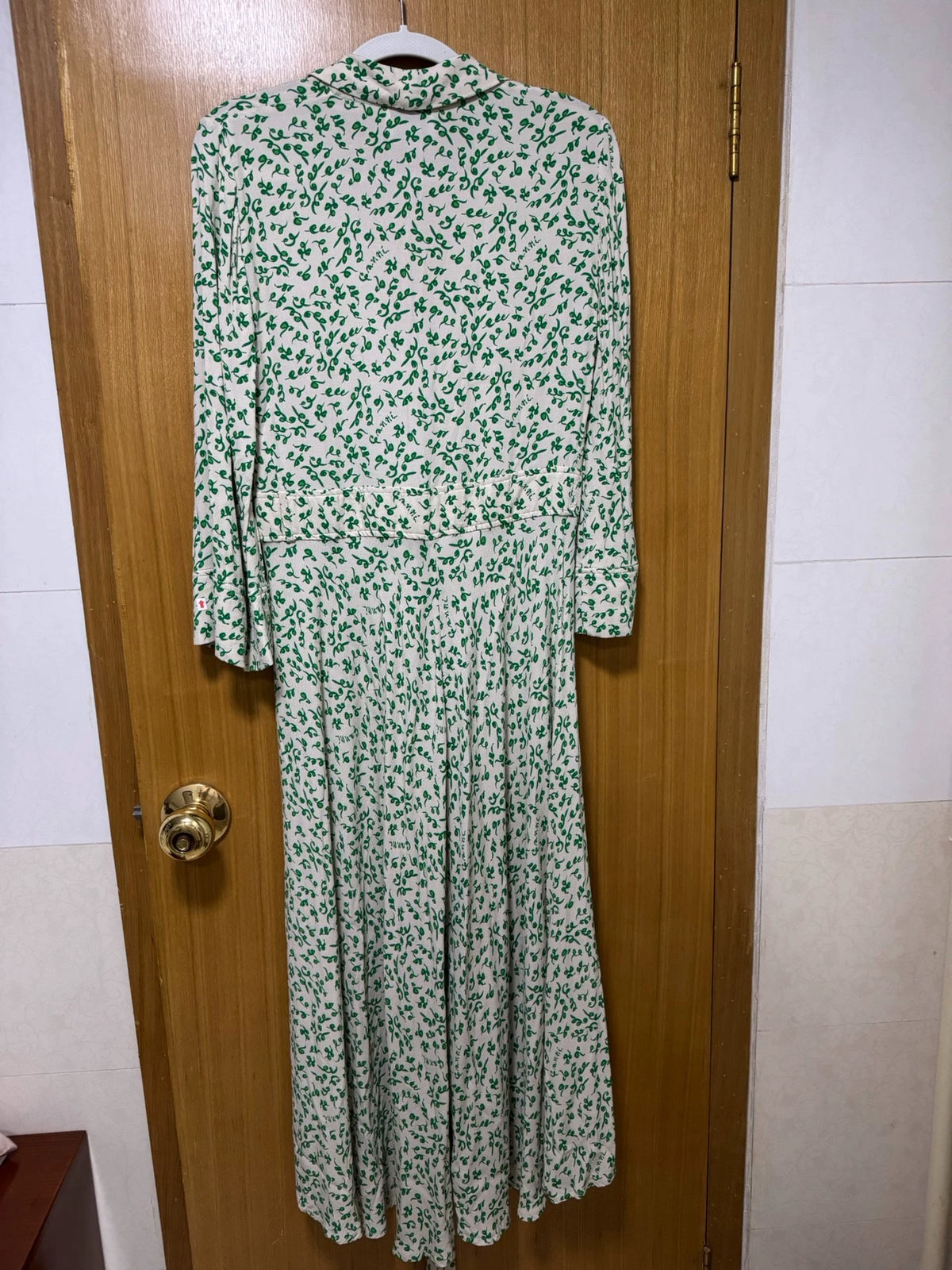 GANNI Green Floral Long-Sleeve Wrap Dress – photograph 2