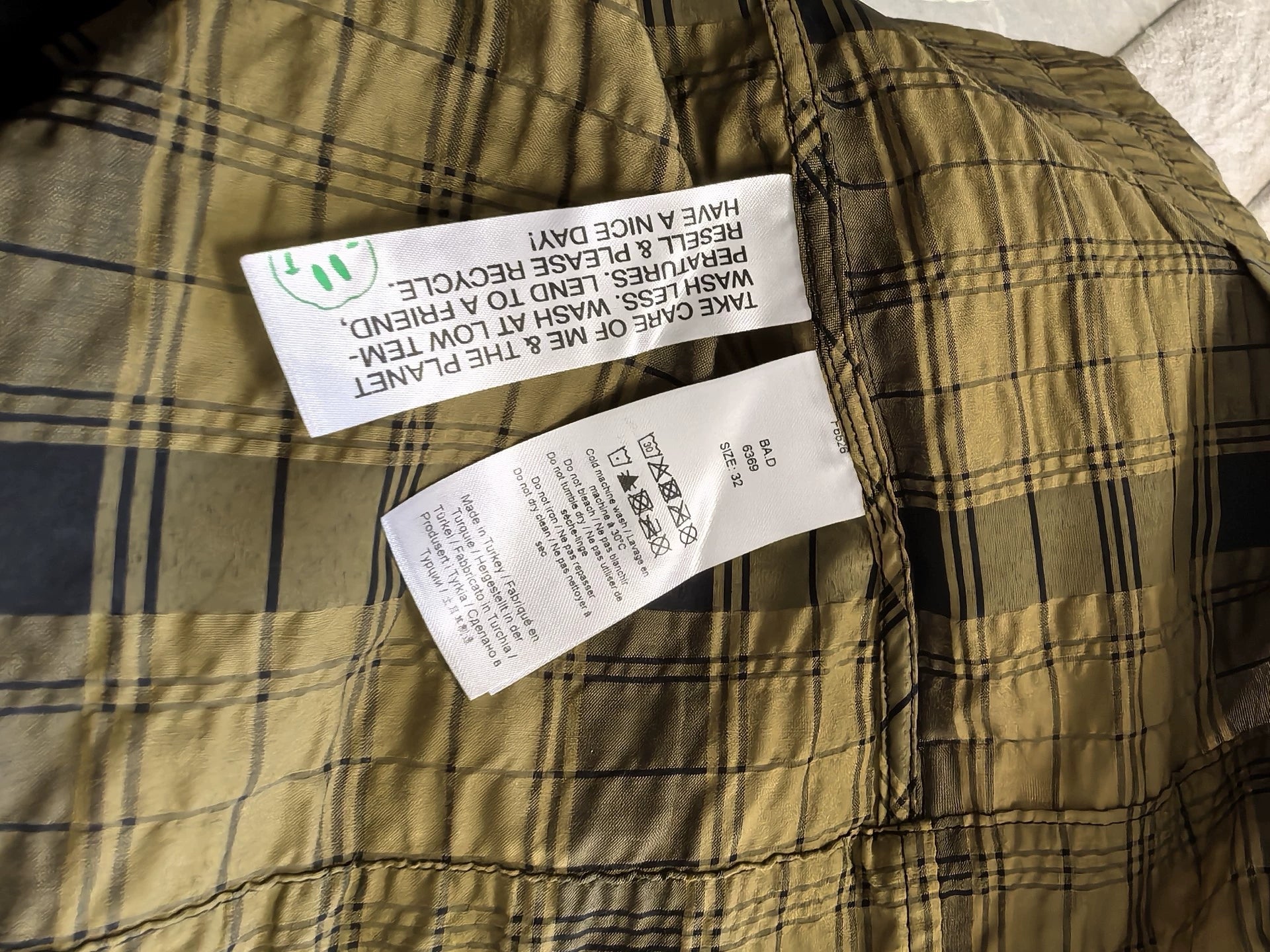 GANNI Ochre Check Seersucker Mini Dress — product detail 8