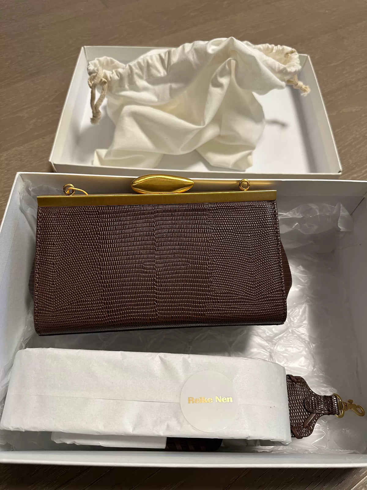 Reike Nen Brown Clasp-Frame Bag – photograph 1
