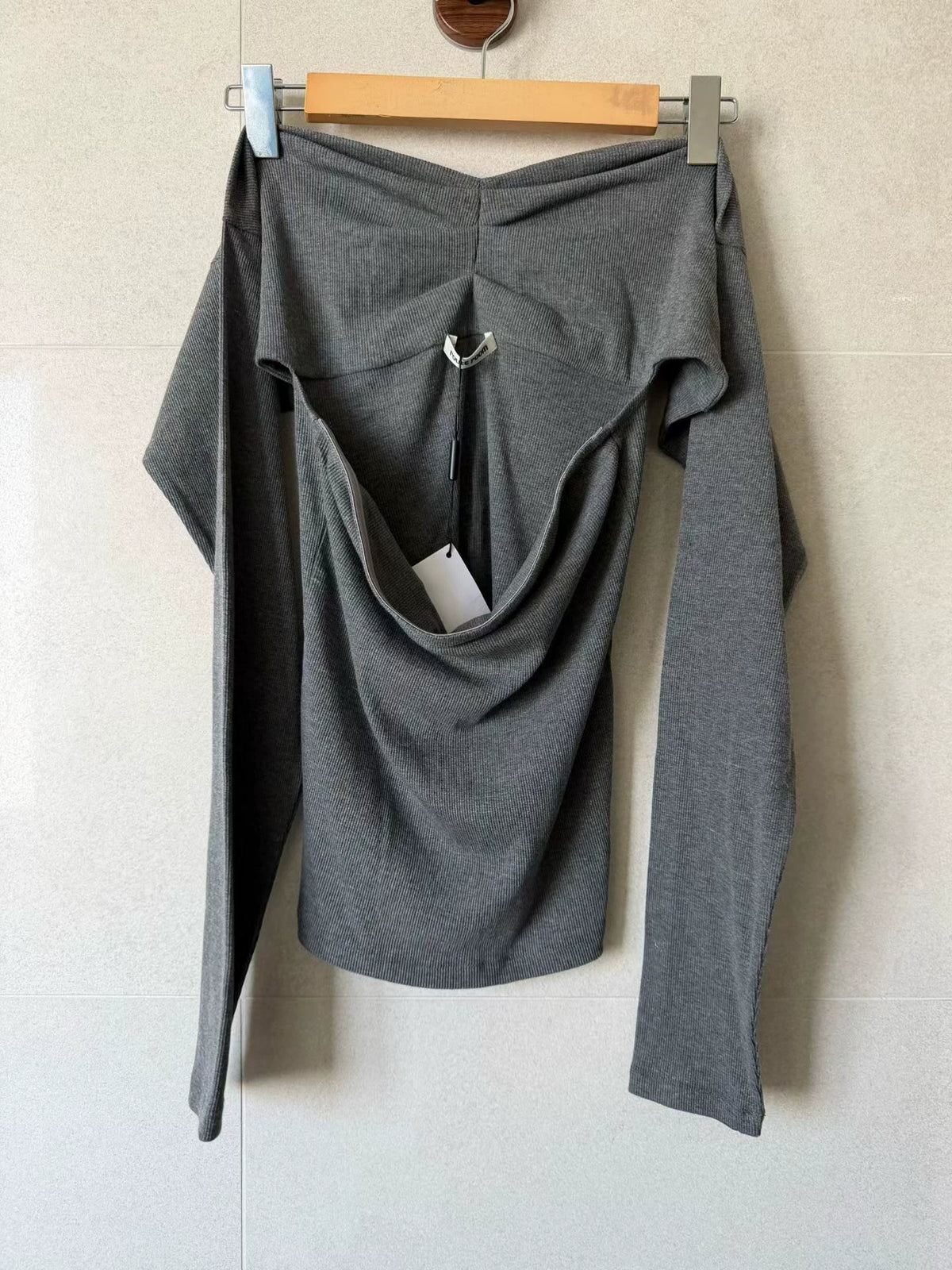 Route Room gray bandeau top detail