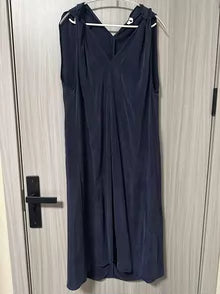 ARKET Navy Cupro V-Neck Dress