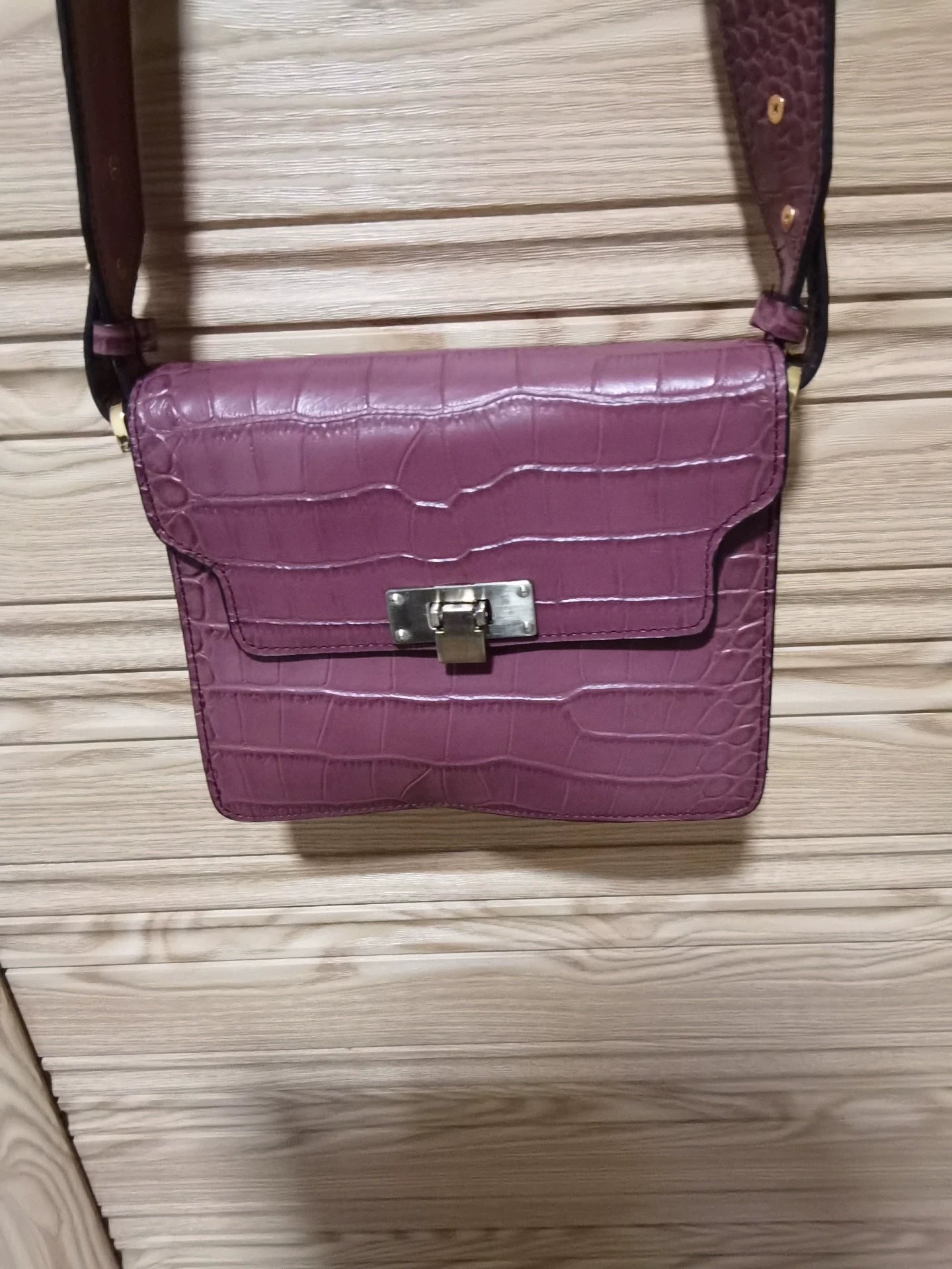 Marge Sherwood Burgundy Croc-Embossed Leather Shoulder Bag — original seller image 3