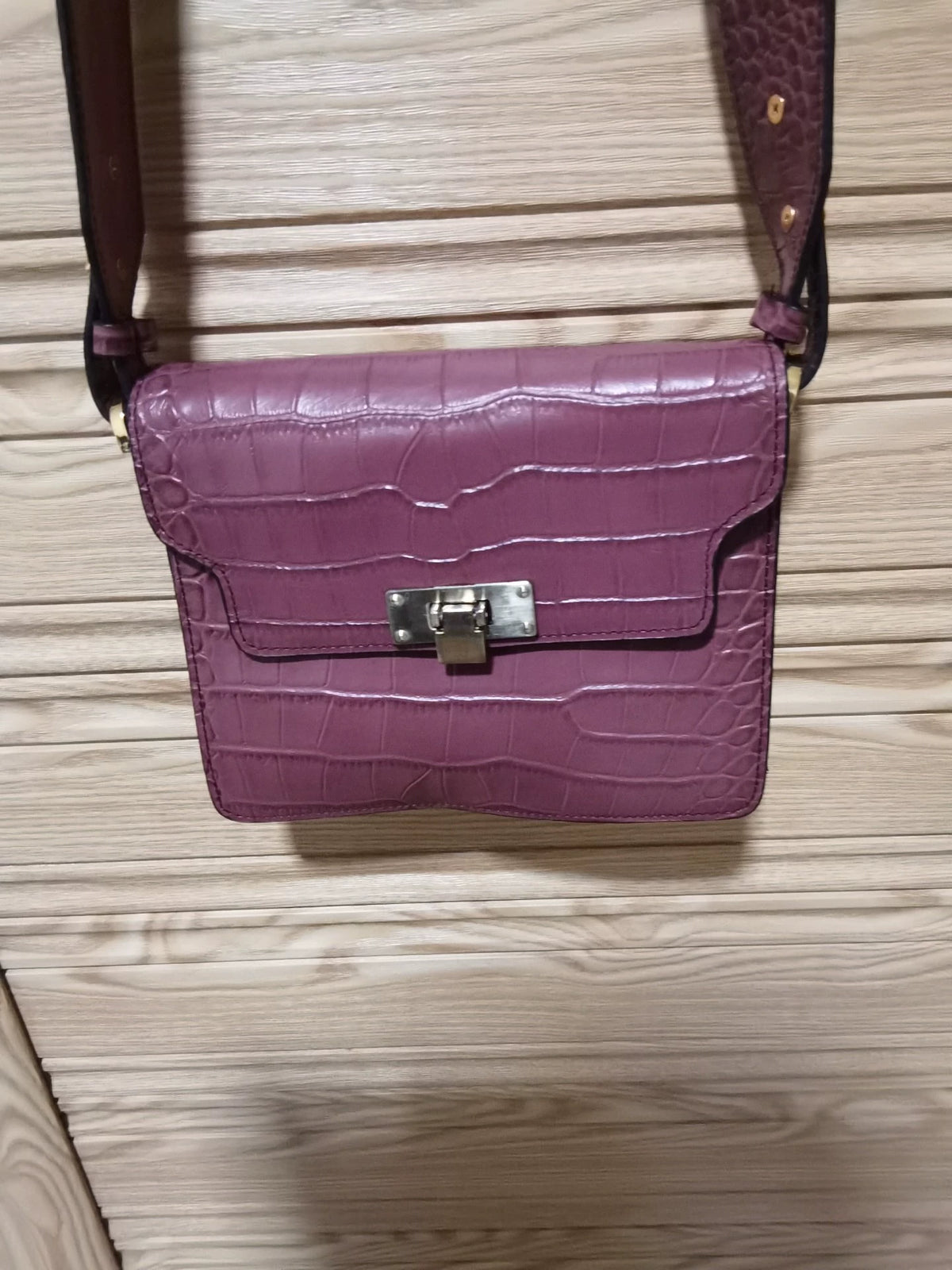 Marge Sherwood Burgundy Croc-Embossed Leather Shoulder Bag — original seller image 3