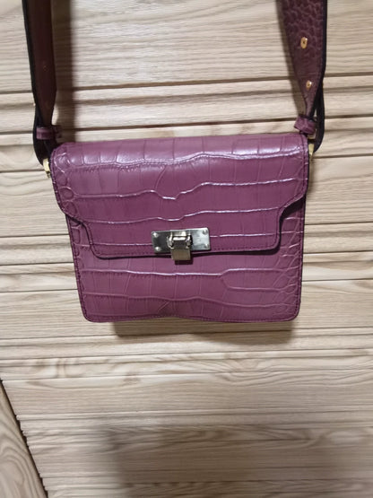 Marge Sherwood Burgundy Croc-Embossed Leather Shoulder Bag — original seller image 3