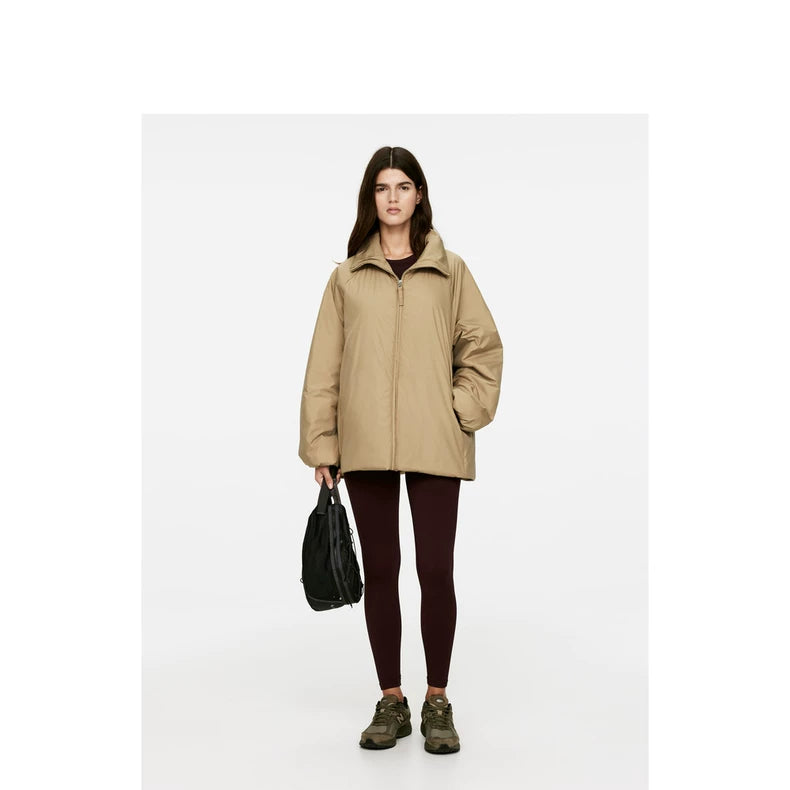 ARKET Beige High-Neck Cropped Jacket