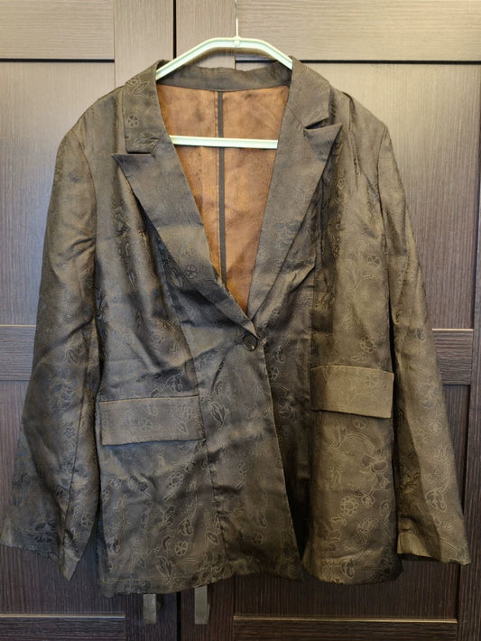 Dark Brown Silk Pattern Blazer